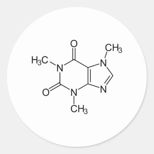 Caffeine Molecule Chemistry Coffee Atoms Classic Round Sticker