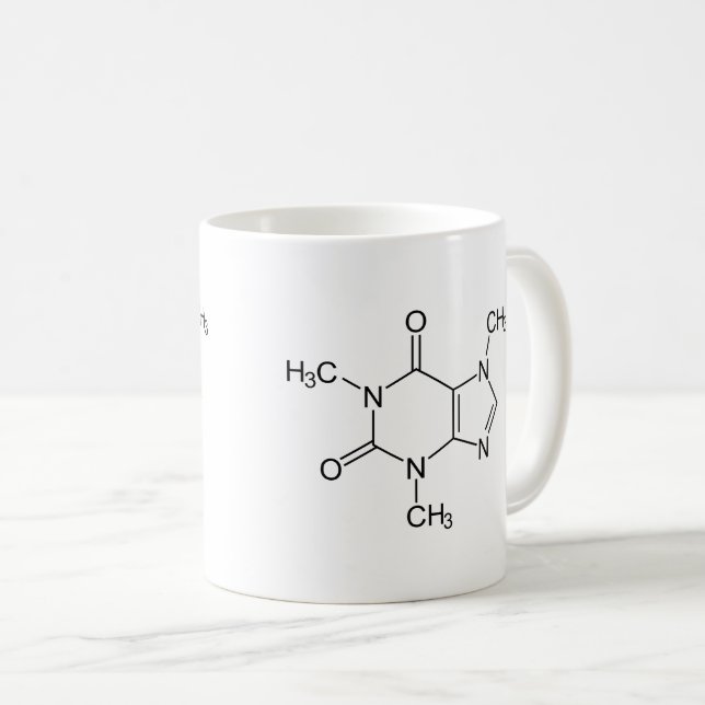 Caffeine Molecule Chemistry Coffee Atoms Coffee Mug (Front Right)