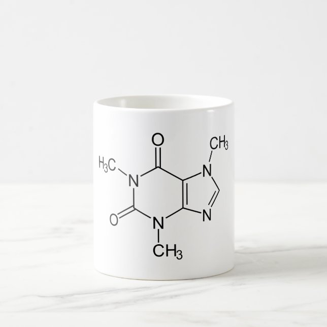Caffeine Molecule Chemistry Coffee Atoms Color Morph Mug (Center)