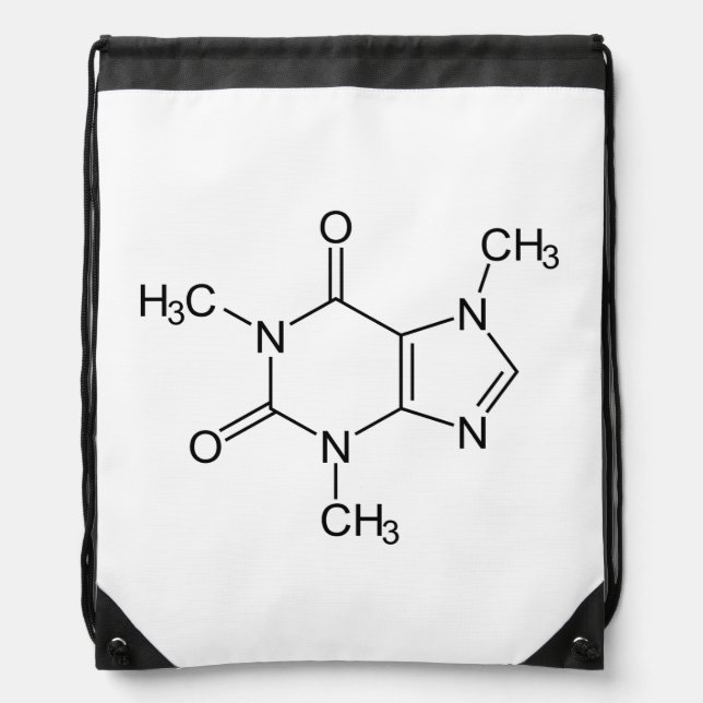 Caffeine Molecule Chemistry Coffee Atoms Drawstring Bag (Front)