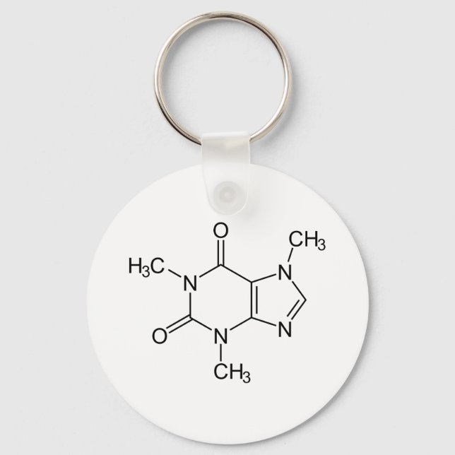 Caffeine Molecule Chemistry Coffee Atoms Keychain (Front)