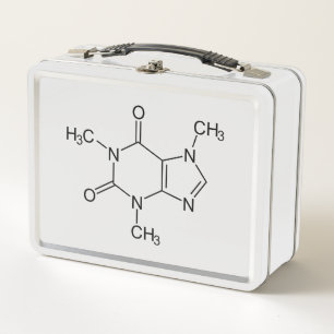 Caffeine Molecule Chemistry Coffee Atoms Metal Lunch Box