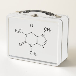 Caffeine Molecule Chemistry Coffee Atoms Metal Lunch Box