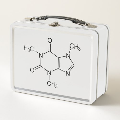Caffeine Molecule Chemistry Coffee Atoms Metal Lunch Box