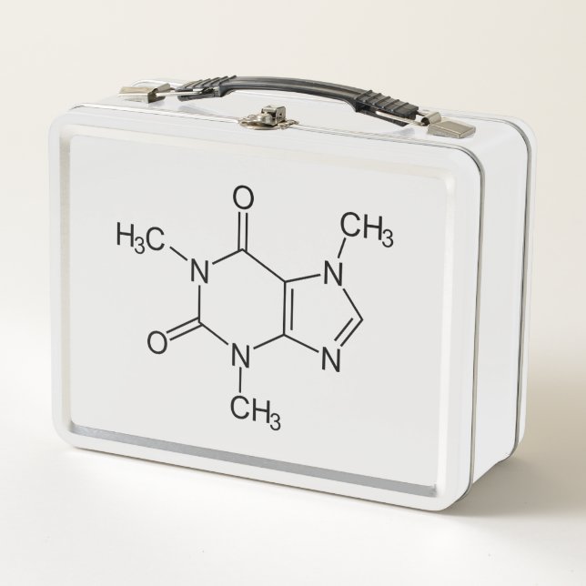 Caffeine Molecule Chemistry Coffee Atoms Metal Lunch Box (Front)