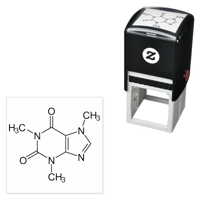 Caffeine Molecule Chemistry Coffee Atoms Self-inking Stamp (In Situ)
