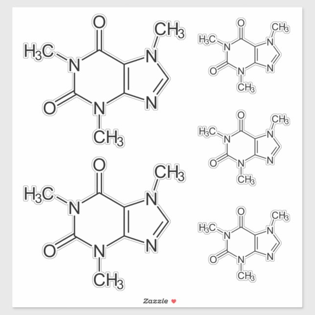Caffeine Molecule Chemistry Coffee Atoms Sticker (Sheet)