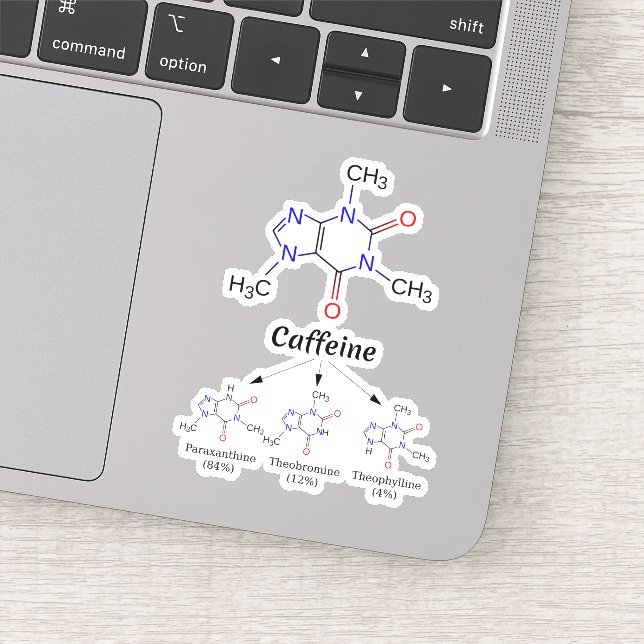 Caffeine Molecule (Chemistry Coffee Atoms) Student Sticker (Detail)