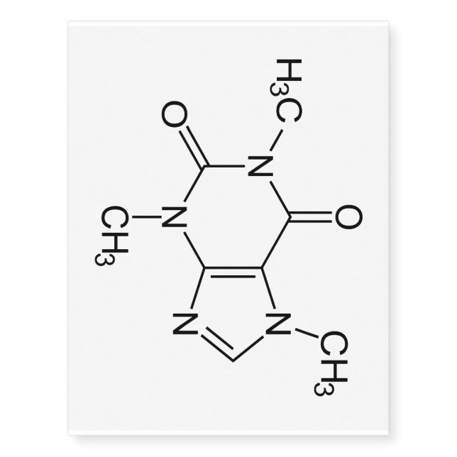 Caffeine Molecule Chemistry Coffee Atoms Temporary Tattoos (Front)