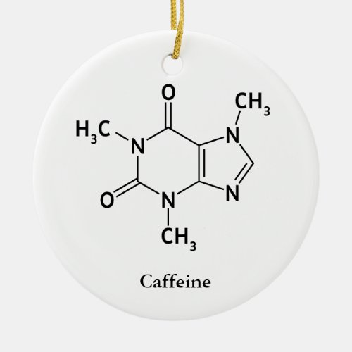 Caffeine Molecule Chemistry Cute Coffee Lovers Ceramic Ornament