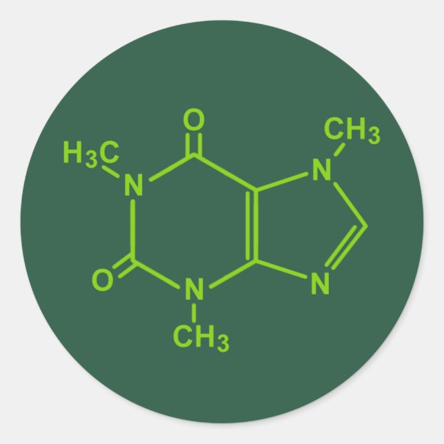Caffeine Molecule Classic Round Sticker (Front)