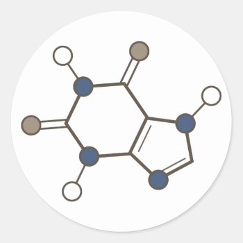 Caffeine Molecule Classic Round Sticker by asyrum at Zazzle