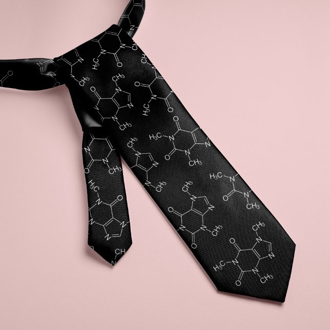 Caffeine Molecule Coffee Lovers Black Neck Tie (Creator Uploaded)
