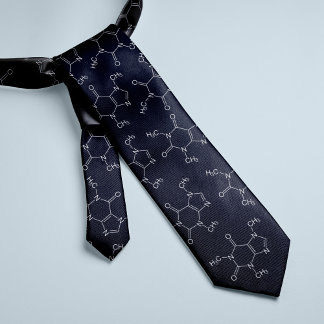 Caffeine Molecule Coffee Lovers Blue Neck Tie
