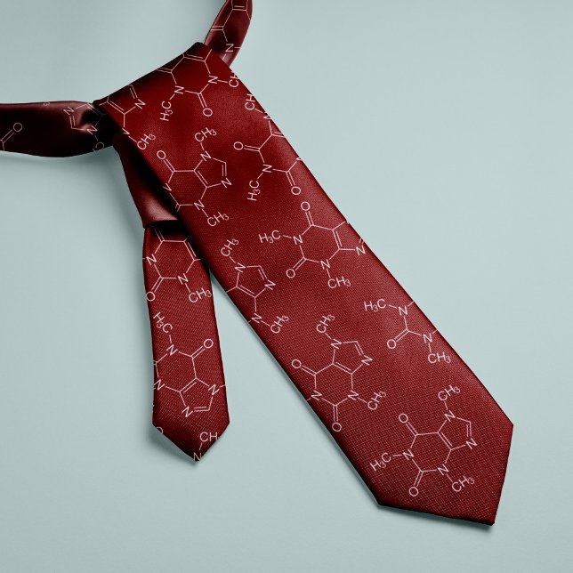 Caffeine Molecule Coffee Lovers Red Neck Tie (Creator Uploaded)
