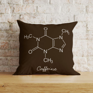 Caffeine Molecule Coffee Lovers  Throw Pillow