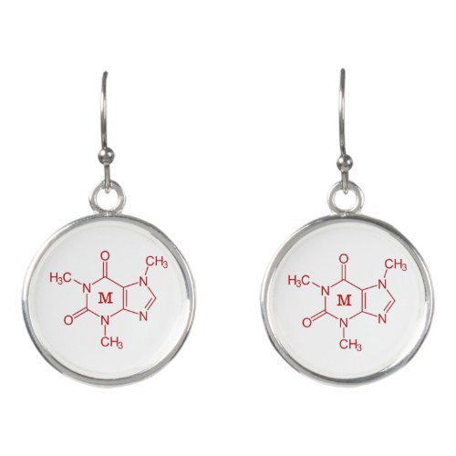 Caffeine Molecule Editable Monogram Earrings
