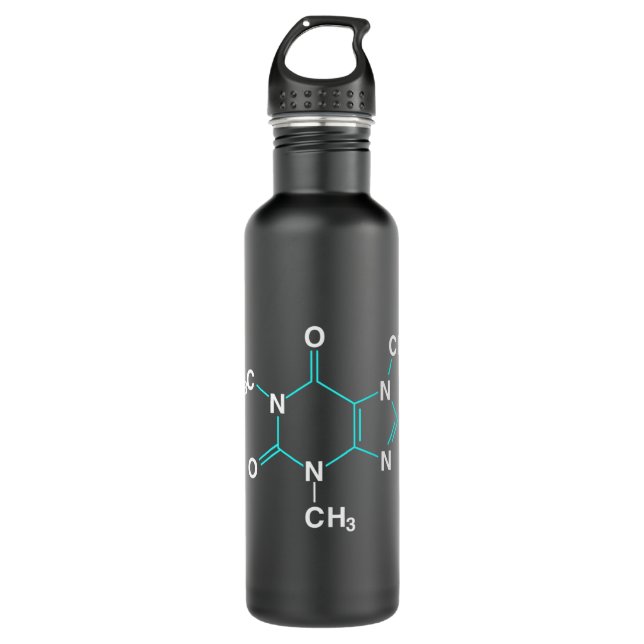 Caffeine Molecule - Funny Coffee Chemistry Pullove Stainless Steel Water Bottle (Front)