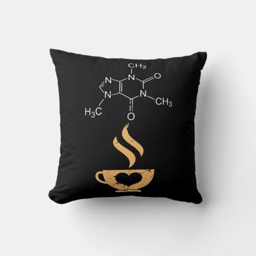 Caffeine Molecule Gift Coffee Lover Science Nerds Throw Pillow