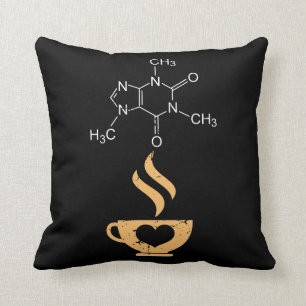 Caffeine Molecule Gift Coffee Lover Science Nerds Throw Pillow