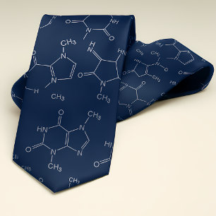 Caffeine Molecule Navy Blue Neck Tie