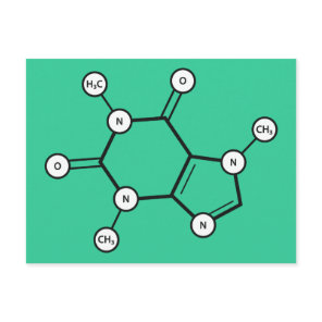 caffeine molecule postcard