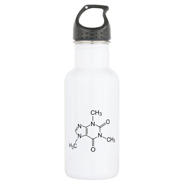 Caffeine Molecule Stainless Steel Water Bottle (Front)