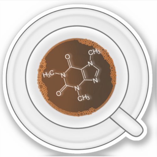 Caffeine Molecule Structure Coffee Cup Sticker