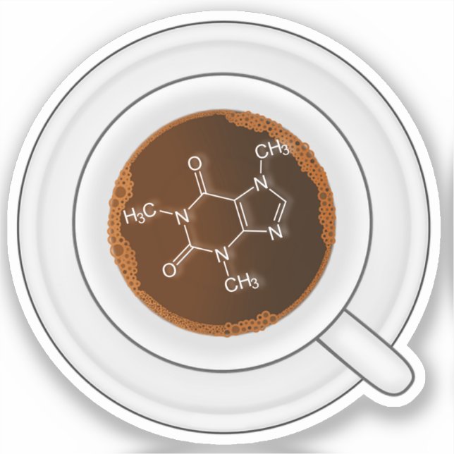 Caffeine Molecule (Structure) Coffee Cup Sticker (Front)