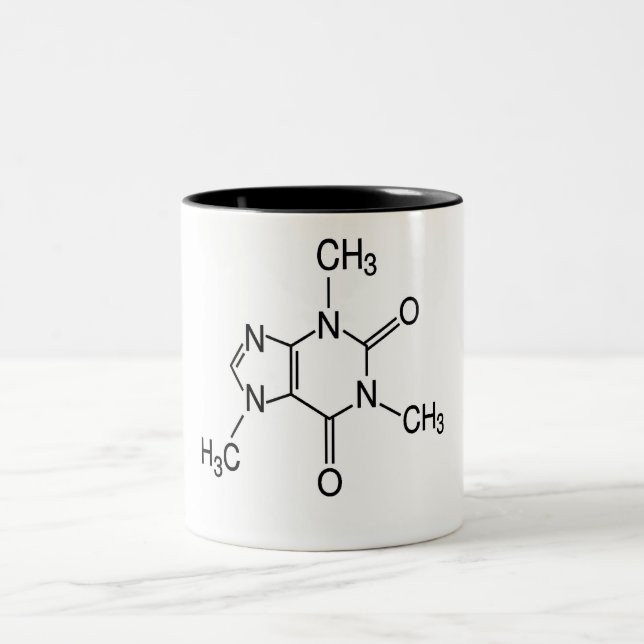 caffeine molecule Two-Tone coffee mug (Center)