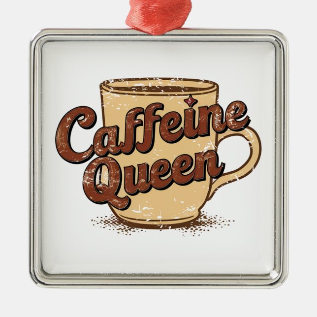 Caffeine Queen Metal Ornament (Front)