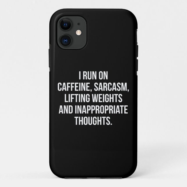 Caffeine, Sarcasm, Lifting Weights, Thoughts - Gym Case-Mate iPhone Case (Back)