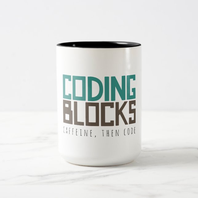 Caffeine, Then Code Two-Tone Coffee Mug (Center)
