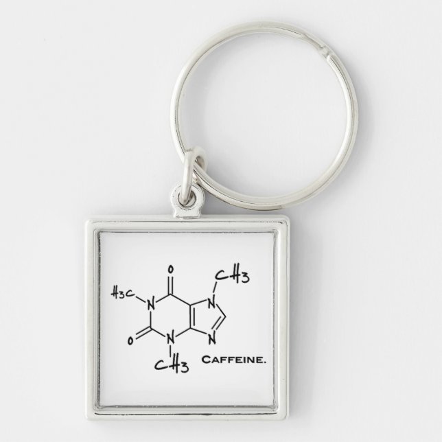 Caffiene molecule (chemical structure) keychain (Front)