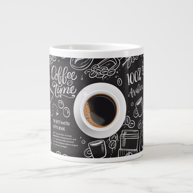 "Caffine Chronicles: Artisanal Ceramic Mug" Giant Coffee Mug (Front)