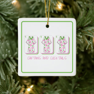 Caftans & Cocktails Preppy Mahjong Ladies Custom Ceramic Ornament