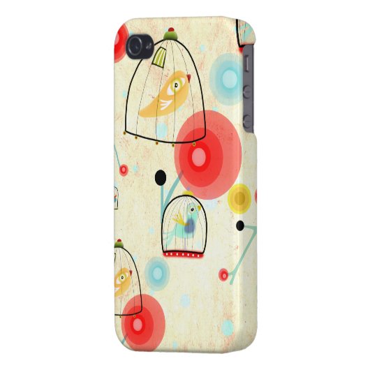 Cage Birds Cute Poppies Art iPhone Case (Back Left)