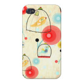 Cage Birds Cute Poppies Art iPhone Case (Back)