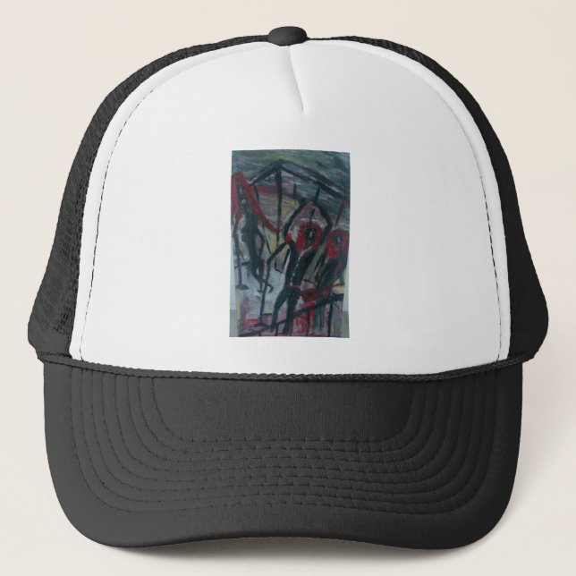 caged band trucker hat (Front)