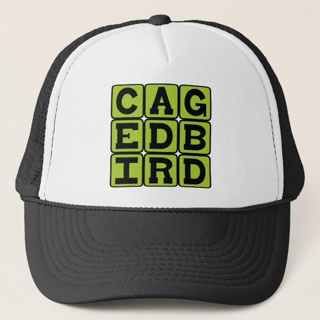 Caged Bird, Avian Pet Trucker Hat (Front)
