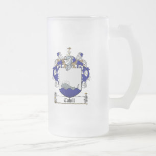 CAHILL FAMILY CREST -  CAHILL COAT OF ARMS FROSTED GLASS BEER MUG