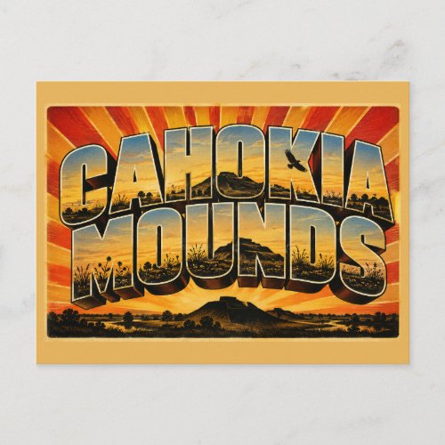 Cahokia Mounds Illinois Grasslands Wetlands Art Postcard