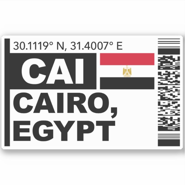 CAI Cairo Boarding Pass - Egypt Travel Sticker (Front)