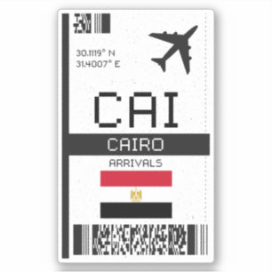 CAI Cairo Boarding Pass - Egypt Travel Sticker