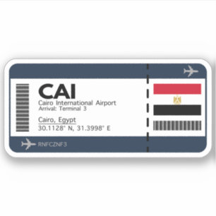 CAI Cairo Egypt Boarding Pass Sticker