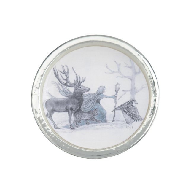 Cailleach Scottish Goddess of Winter Ring (Front)