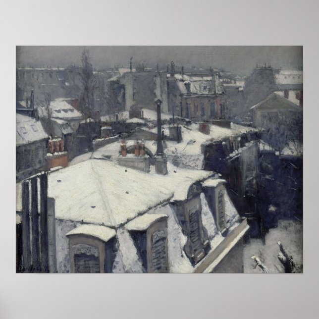 Caillebotte - Rooftops In The Snow (Snow Effect) Poster (Front)