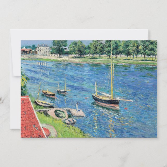 Caillebotte - Seine at Argenteuil, Boats at anchor Invitation (Front)