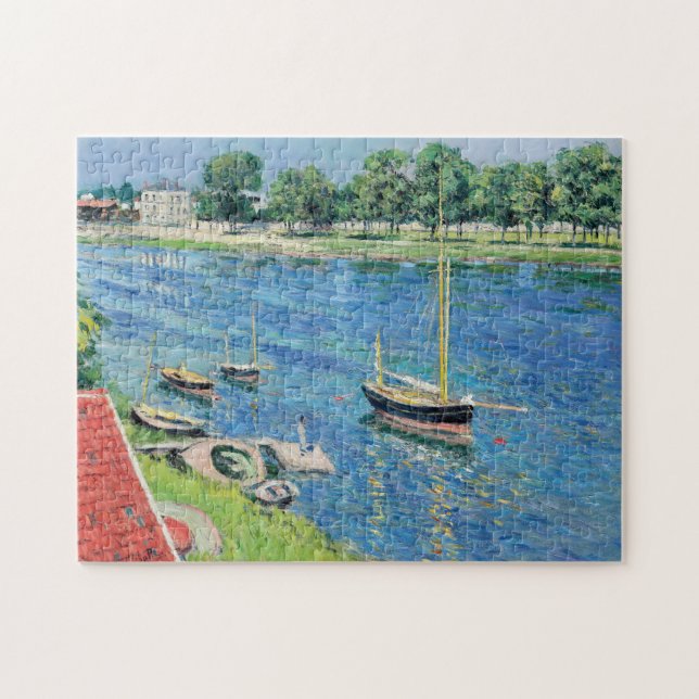 Caillebotte - Seine at Argenteuil, Boats at anchor Jigsaw Puzzle (Horizontal)