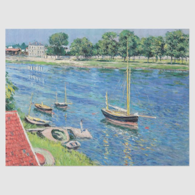 Caillebotte - Seine at Argenteuil, Boats at anchor Tissue Paper (Front)